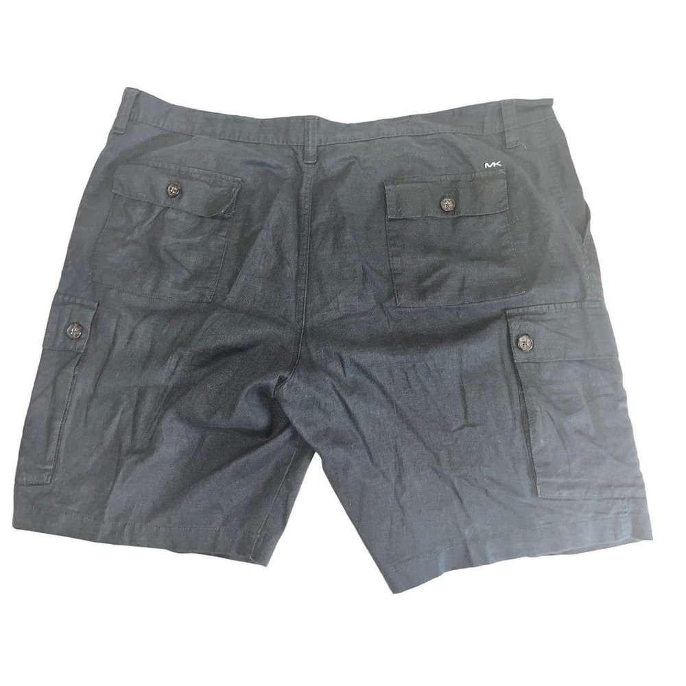 Michael Kors Linen Blend Shorts Men 42 - 44" Navy Dark Blue Cargo Pockets Spring